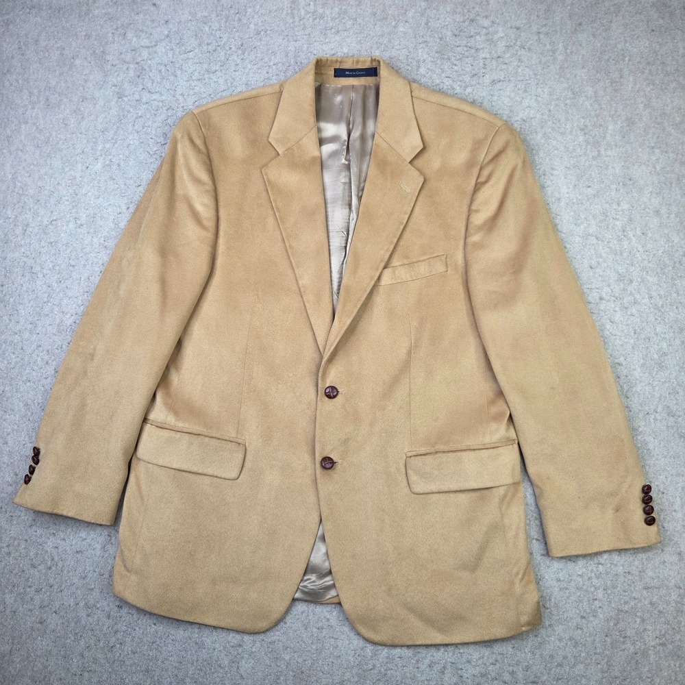 Vintage Polo University Club Ralph Lauren Mens 44R Tan Suede Sport Jacket Blazer